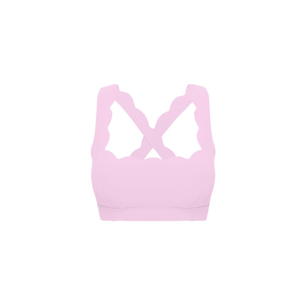 Wiskii Pink Sports Bra Scalloped Edge Crisscross Back Activewear Small - Picture 4 of 8